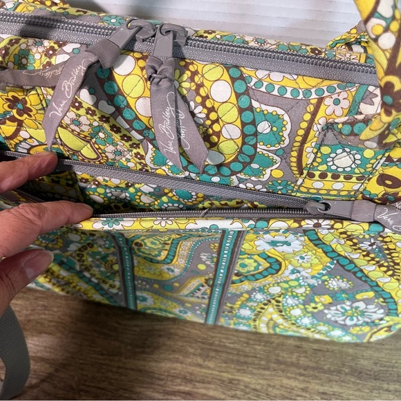 Vera Bradley Green Yellow Teal Gray Brown Paisley Labtop Bag - Picture 8 of 17